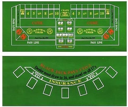 Bello Games New York, Inc. Craps and Black Jack Table Cover with Dice and Playing Cards