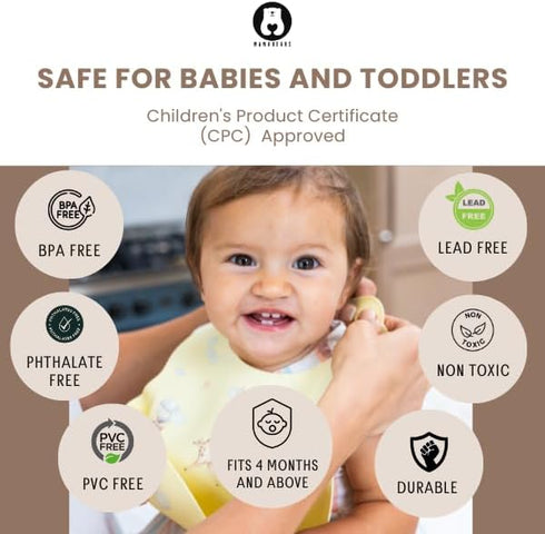 Set Waterproof Silicone Bib and Mat for Babies and Toddlers - Adjustable and BPA Free