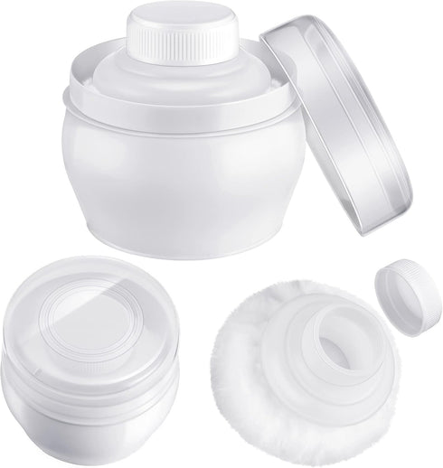2 Sets Body Powder Container - After Bath Baby Powder Case with Fluffy Puff Kit for Home Travel