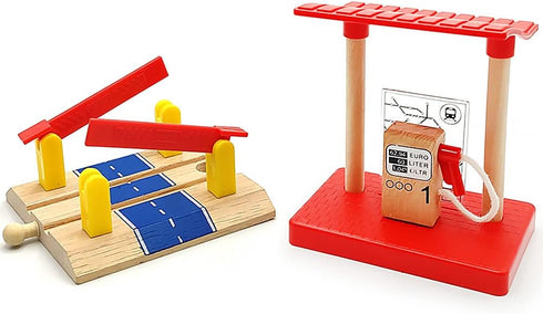 DSHMIXIA Wooden Crane Toy Set with Train Cars - Compatible with Major Wooden