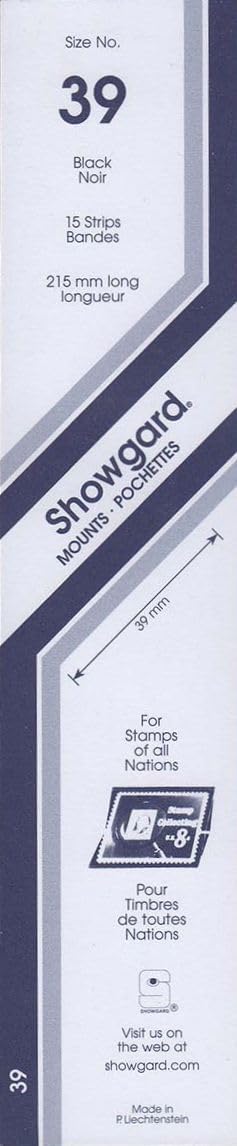 Strip Style Black Stamp Mounts Size 39 by Showgard