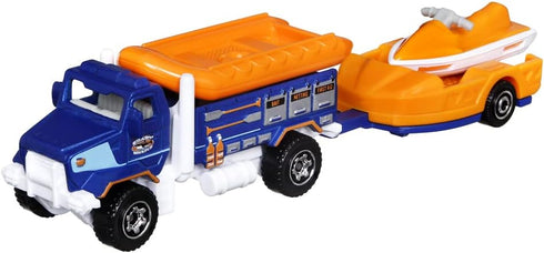 Matchbox Hitch & Haul Die-cast Vehicle Playset - Deep Sea Diver Shark Attack Rescue ~ 7 Piece Set ~ Rapids Rescue Truck with Detachable Raft Pulls Trailer with Jet Ski ~ Includes Shark and 2 Divers