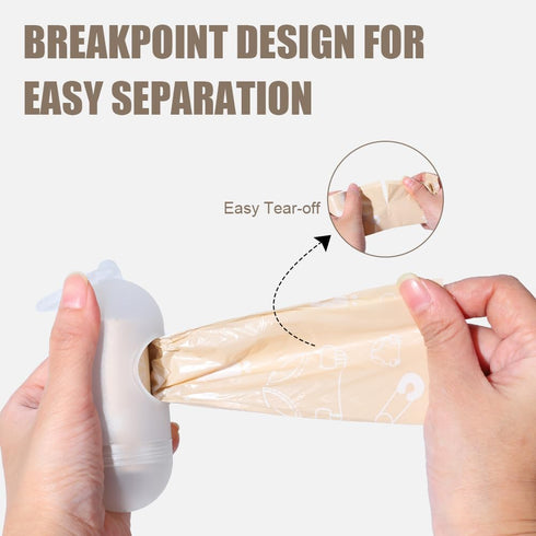 (8 Rolls/120 USBOO Diaper Bags Disposable for Baby, Biodegradeable Dirty Diaper Bags Refill Bags) with Dispenser, Leak