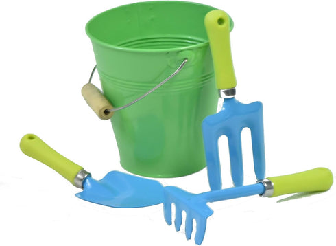 G & F Products 10051 JustForKids Kids Water Pail with Garden Tools Set in Green