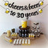 Joymee Cheers to 30 Years Black Glitter Banner for 30th Birthday, Wedding Anniversary Party Supplies Decorations