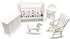 White Wooden Nursery Bedroom Dollhouse Furniture Set (5pcs) 1:12 Scale, Non-Toxic Paint