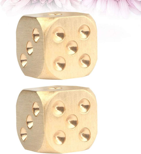 ARTIBETTER 2 Pcs Metal Dice: Brass Dice for Poker Party Game, Role Playing Games, Golden Dice for Tables