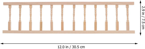 Veemoon 2pcs House Railing Furniture Props Decoration Fence Wooden Armrest Mini Decors/Doll Miniature for Role- Play Model: Handrails Small Dollhouse Fairy Handrail Models(11.99X2.95X0.28inch)