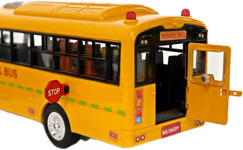 Big Daddy Huge Yellow School Bus - Pull Back Toy School Bus with Lights, Sounds, and Openable Doors for Toddlers