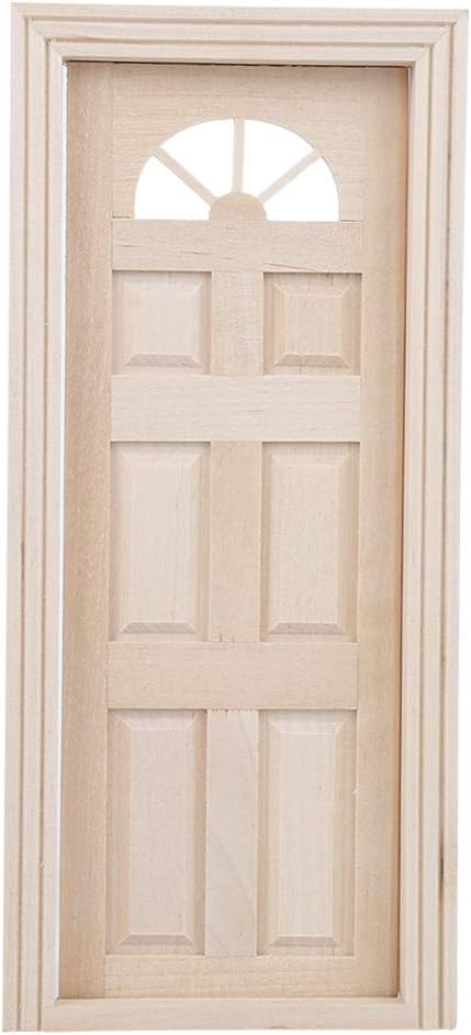 Dollhouse Door, 1:12 Wooden Miniature Simulated Door Model Toy Accessory for Doll House
