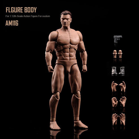 1:12 AM116 6inch Scale Male Action Figure Flexible Custom Muscle Male Figure Body PVC Miniature Figure Strong Dolls