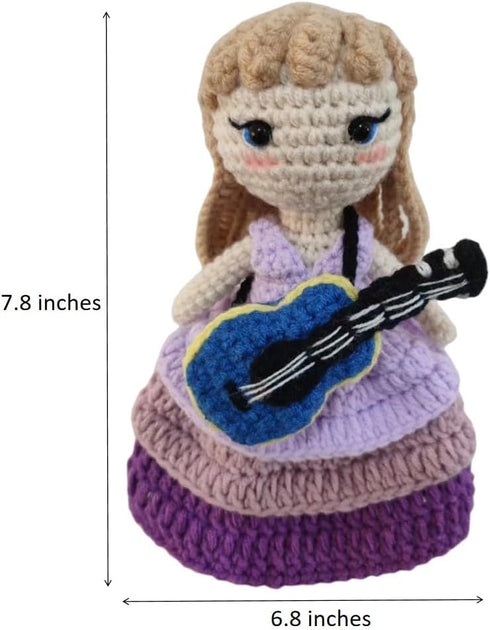 Artisanal Handmade Crochet Finished Plush Doll in Purple Ball Gown