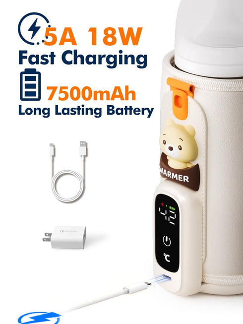 ENERGYMAMI Portable Bottle Warmer for Travel, Baby Bottle Warmer for Breastmilk & Formula, Milk Warmer on the Go