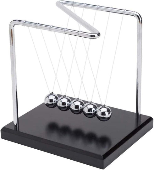 Z-Shape Newton's Cradle Balance Ball, Classic Wood Base, Metal Pendulum Balls Physics Science Ornament