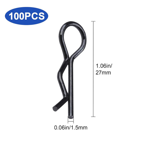 HobbyPark RC Body Clips - Bent Springy R Pins for All 1/8 Scale & Traxxas 1/10 Car Truck Crawler Buggy (100-Pack)