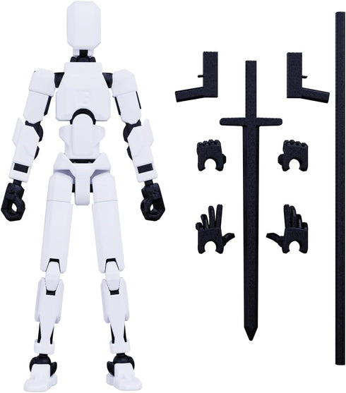MerryXD Titan 13 Action Figure, Lucky 13 3D Printed Multi-Jointed Movable Toy for Boys, White
