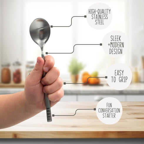 Emotions 4pcs Utensil Set for Kids, Stainless Steel Cutlery Engraved with Motivational Words, Ages 2+, Valentine's Day
