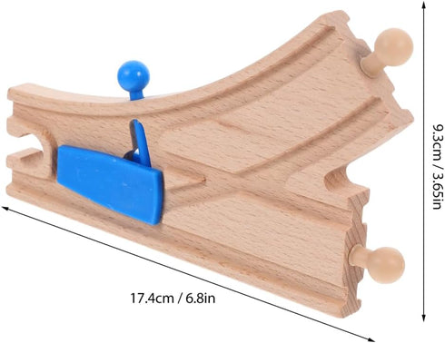 2Pcs Totority Wooden Train Tracks Track Intersections Switch Accessories Compatible with Major Brands Educational Toy