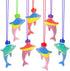 ArtCreativity Dolphin Sand Art Bottle Necklaces (Pack of 12), Sand Art Craft Kit with Shaped Bottles, Party Supplies
