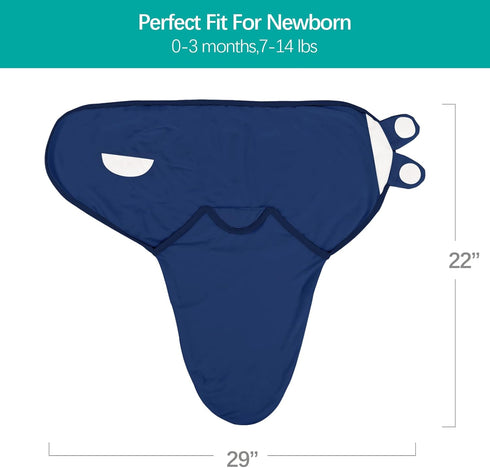 Biloban Baby Swaddles 0-3 Months for Boys Girls, Cotton Swaddle Blanket, Newborn Essentials, Grey & Navy, 2 Pack
