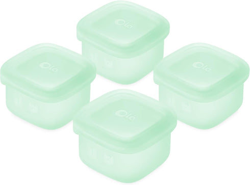 Olababy Clear Sense Silicone Storage Containers 4pk for Baby Food, Snacks, Formula,