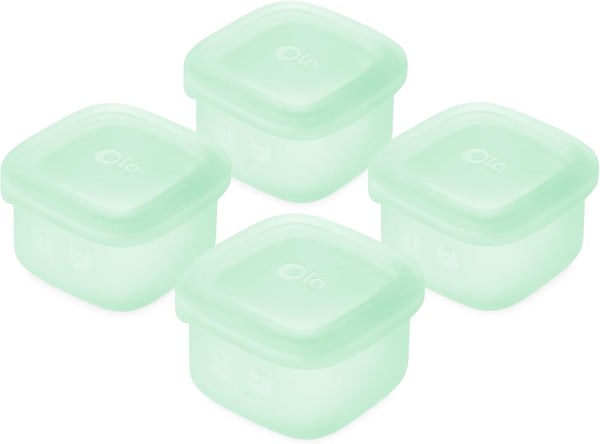 Olababy Clear Sense Silicone Storage Containers 4pk for Baby Food, Snacks, Formula,