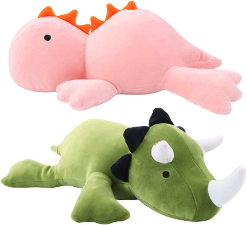 24" 3.5lbs, Weighted Dinosaur Plush Throw Pillowd Pink Dinosaur Weighted Stuffed Animal, Cuddle Plushies for Kids