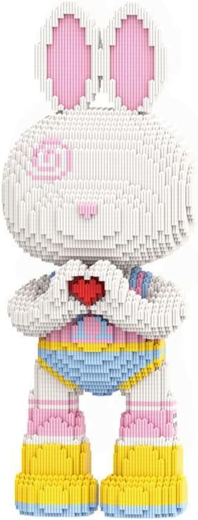 Animal Love Heart Rabbit Micro Building Blocks Set (8000PCS, 55cm High) - Gift for Adults and Kids