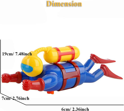 Swimming Wind-Up Diver Bath Toy for Toddlers Clockwork Powered & Diving Frogman, Battery-Free Bathtub/ Pool Water Toy