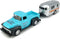 Vintage Blue Pickup Truck Trailer Towing Toy Camper RV Motorhome Toys for