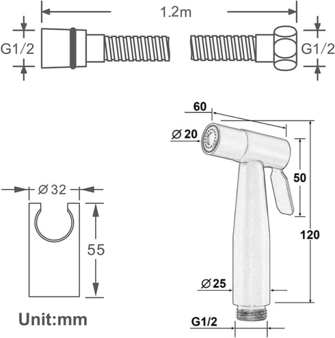 PDOLIGBDN HandheldSprayer for Toilet Brass Baby Cloth Diaper Sprayer Portable Hand Held ToiletSprayer Head withHose