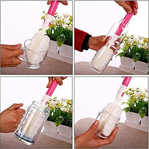 INVODA 4PCS Bottle Brush Set, Long Sponge Baby Bottle Cleaner and Nipple Brush