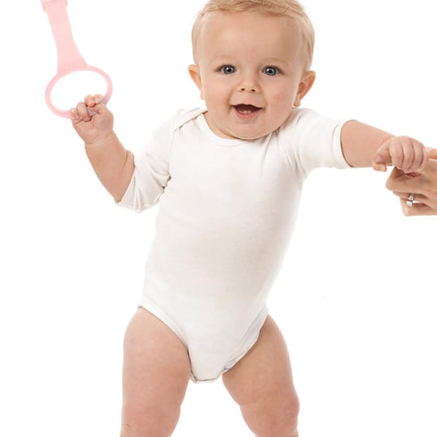 Baby Playpen Pull up Rings, 4pcs Baby Crib Pull up Rings for Walking Exercises, Pink Baby Bed Stand Up