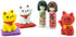 Japanese Iwako Maneki Neko & Kokeshi Eraser Set