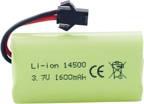 Fytoo 2PCS 3.7V 1600mAh Li-ion Battery with SM-2P Plug & 2PCS USB Charging Cable for 9962 8837 RC Toy Car