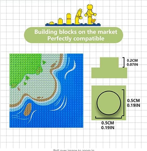 General Jim's Full Set Blue Beach and Water Road City Baseplates for Building Blocks Bricks