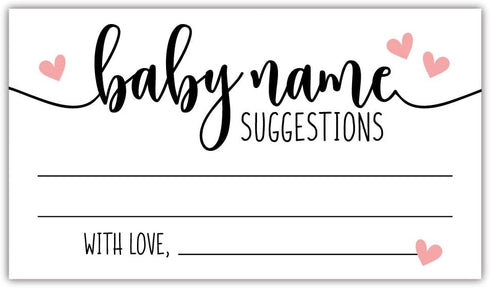 50 Sweet Heart Baby Name Suggestion Cards for Baby Shower