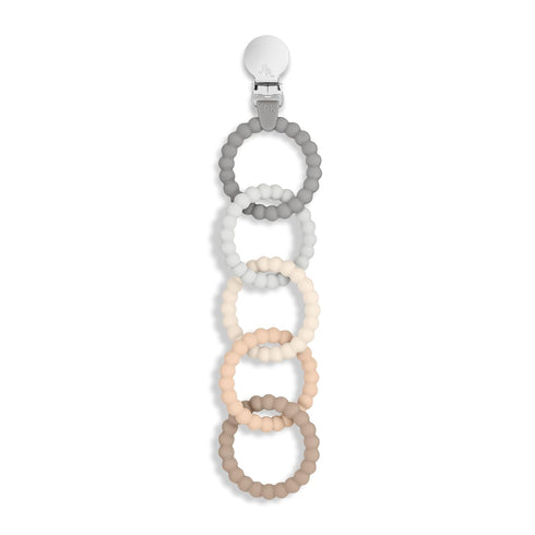 Ryan & Rose Cutie Clinks Attachable Teether Chew Toy for Babies, Neutral Color