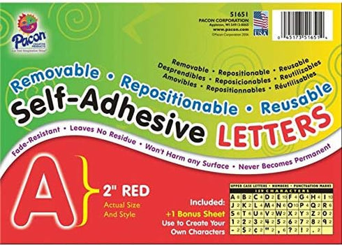 Pacon Self-Adhesive Letters, Red, Puffy Font, 2", 159 Characters