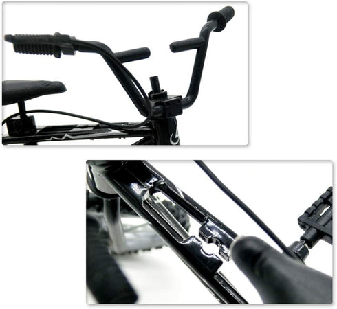 Jizlan 1/18 Black Diecast Bike Action Figure Toy,Mini Finger Mountain Bike Bicycle Art Crafts Desktop Decor Finger