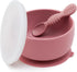 Baby Bowl and Spoon Set, Silicone Baby Food Bowl with Suction and Lid, Self Feeding Essentials for 6+ Months, Rose