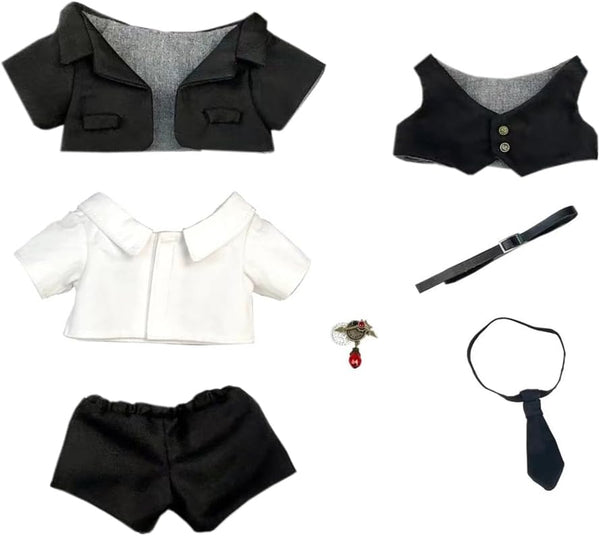 niannyyhouse 20cm Plush Doll Clothes, Coat, Shirt, Pants, Vest, Belt, Tie Accessories Suit for 8in Doll Dress Up