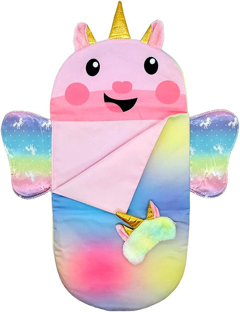 Baby Doll Sleeping Bag Toy Playset - Rainbow Unicorn Doll Bedding Accessories with Eye Mask