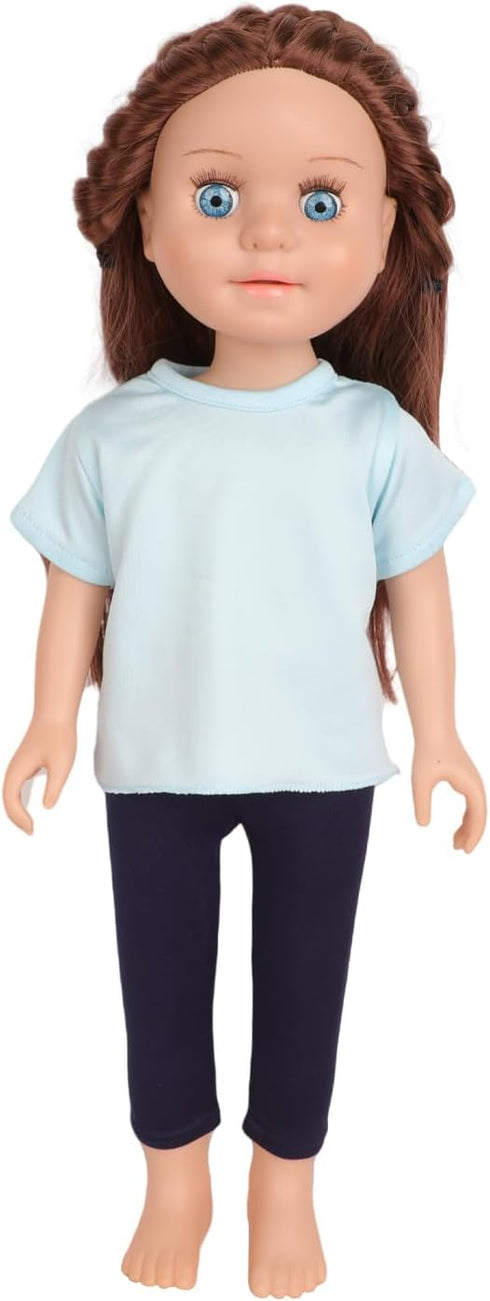 5-Piece Light Blue T-Shirts for 17-18 Inch Dolls, DIY Customizable Plain Tees