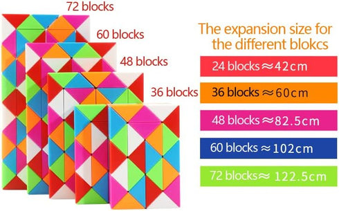 TANCH (36 1PACK) Fidget Magic Snake Cube Puzzles Twist Ruler Speed Cubes Brain Teaser Game Toys for Kids Block
