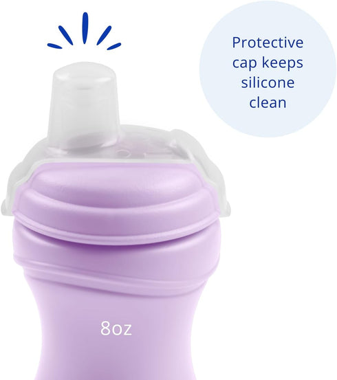 8oz Pack 2 Re-Play of Transition Sippy Cups for Baby Toddler, Medical Grade Silicone Soft Spout & Travel Lid, Easy