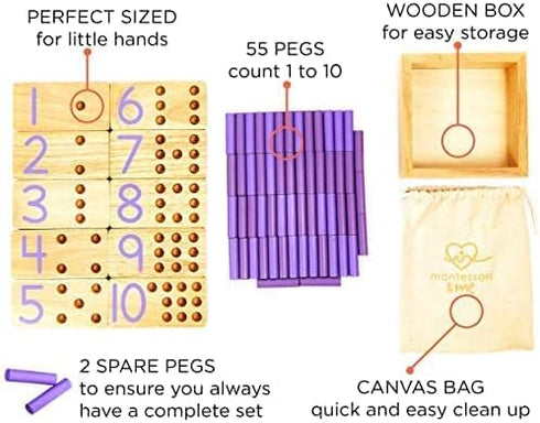 Counting Peg Board | Montessori Math and Numbers for Kids | Wooden Math Manipulatives