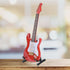 Wooden Miniature Guitar - Mini Electric Guitar with Stand, Decorative Dollhouse Accessories (Red)