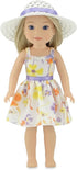 Emily Rose 14 Inch Doll Spring/Summer Chiffon Easter Dress with White Hat for American Girl