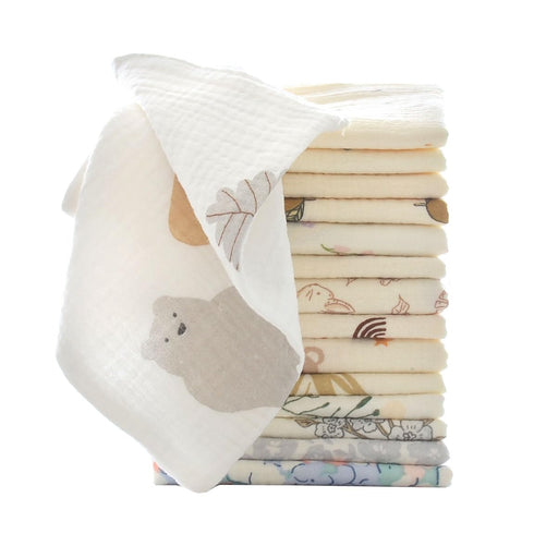 15 Pack, 10x10 inches MUKIN Baby Washcloths, Natural Cotton Face Towels